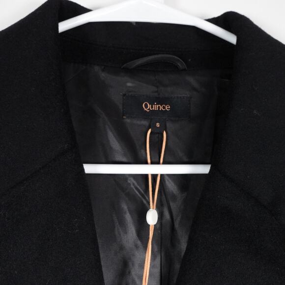 New Quince Black Italian Classic Single Breasted Wool Coat Small $180 3984 - Picture 7 of 11